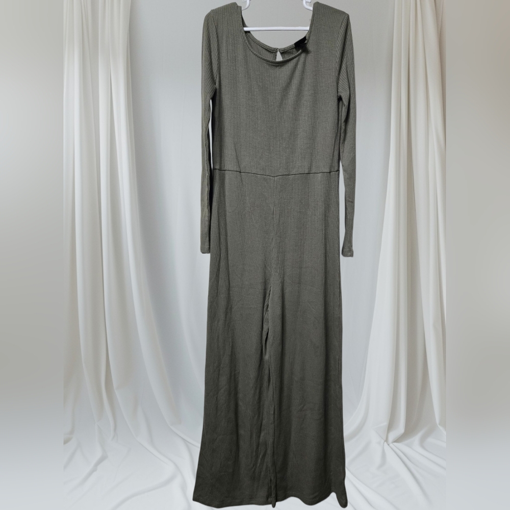 Art Class Girls Olive Ribbed Jumpsuit Romper Sz 7/8